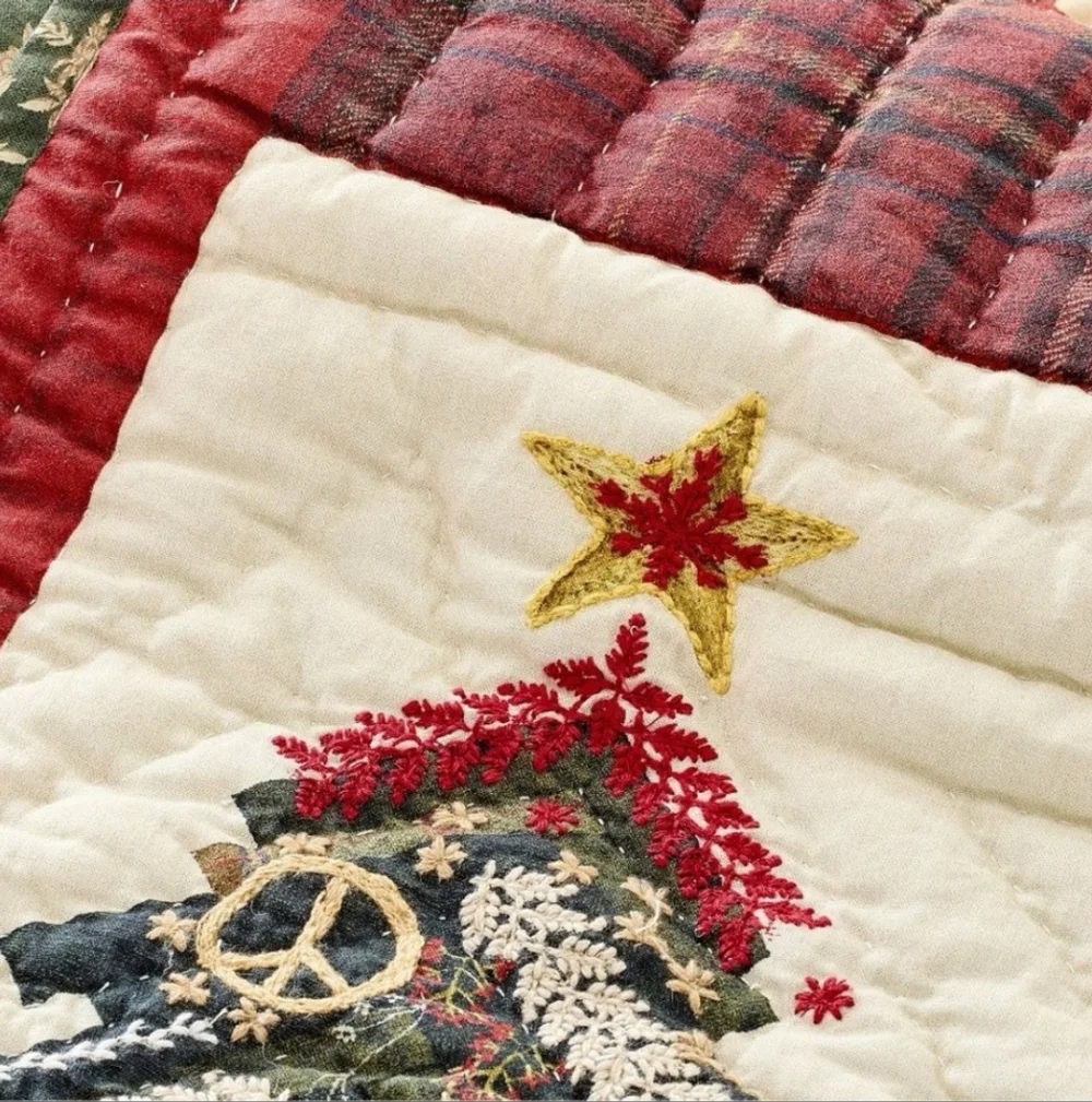 Pottery Barn Holiday Embroidered Cotton Table Runner Christmas 3443752